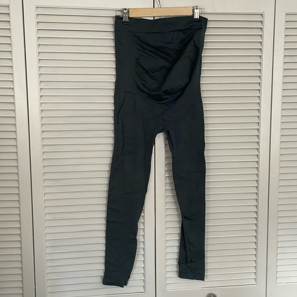 Blanqi size large blue maternity leggings with belly support